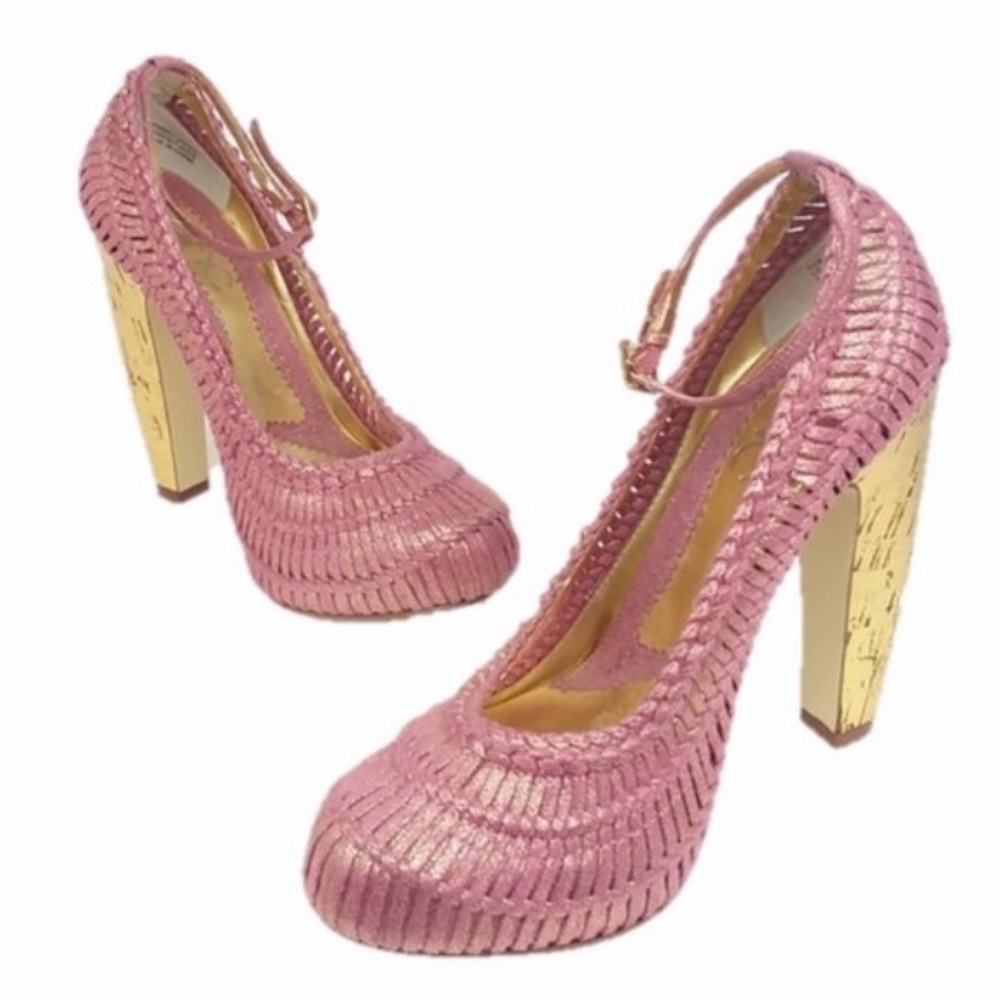 Zinc Basketweave Platform Heels